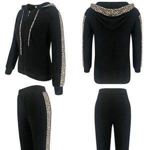 Animal Print Jacket Long Pants Set Tracksuits